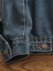 コーデュロイ襟パッチワークデニムジャケット