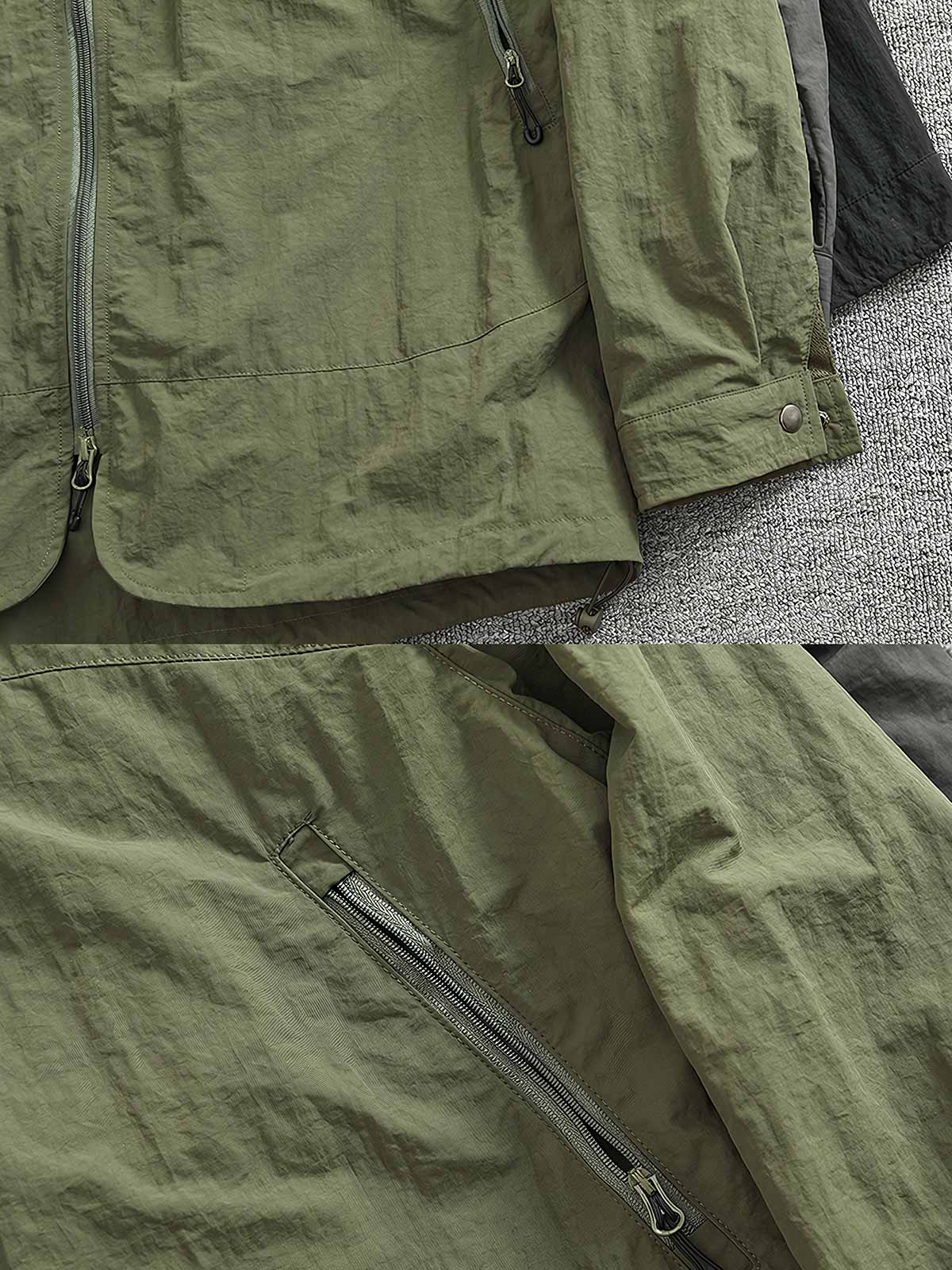 ジッパーとボタンディテール 詳細画像