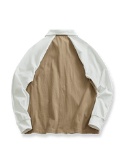 カラーブロック襟付き長袖ポロシャツ全体図