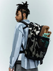 詳細画像:カウパターンポニーヘア素材のディテール