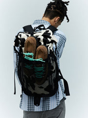 カウパターンポニーヘア登山リュックサック