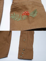 コットン刺繍と金属製ボタンのディテール特写