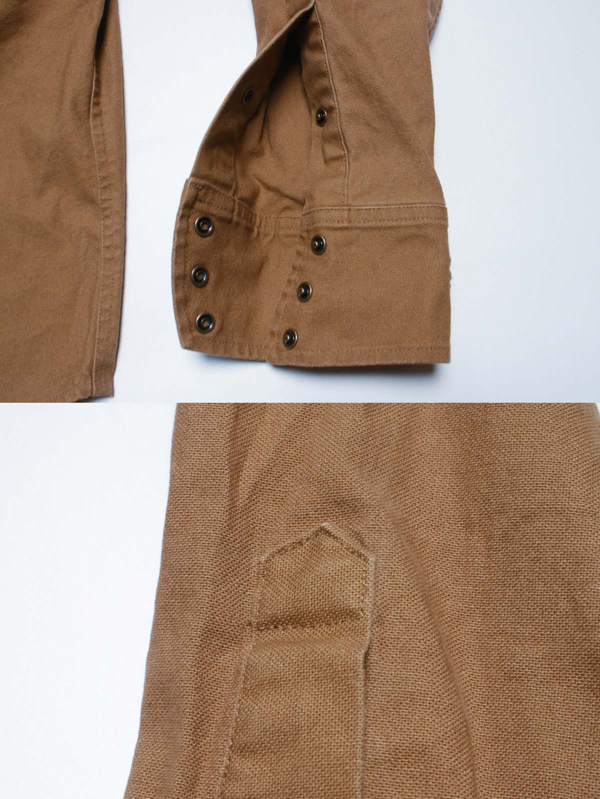 コットン刺繍と金属製ボタンのディテール特写