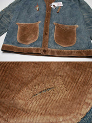 コーデュロイ補強部分と背中のインディアン刺繍のディテール特写