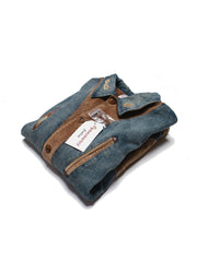 コーデュロイ補強部分と背中のインディアン刺繍のディテール特写