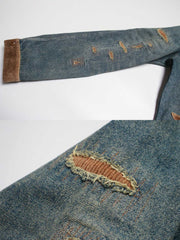 コーデュロイ補強部分と背中のインディアン刺繍のディテール特写