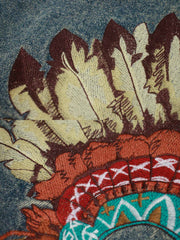 コーデュロイ補強部分と背中のインディアン刺繍のディテール特写