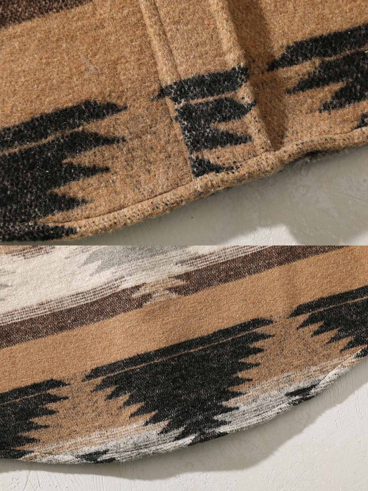 製品画像: ナバホブランケット柄ヴィンテージジャケットの全体図
詳細画像: トーテム柄とウール混紡生地のディテール展示