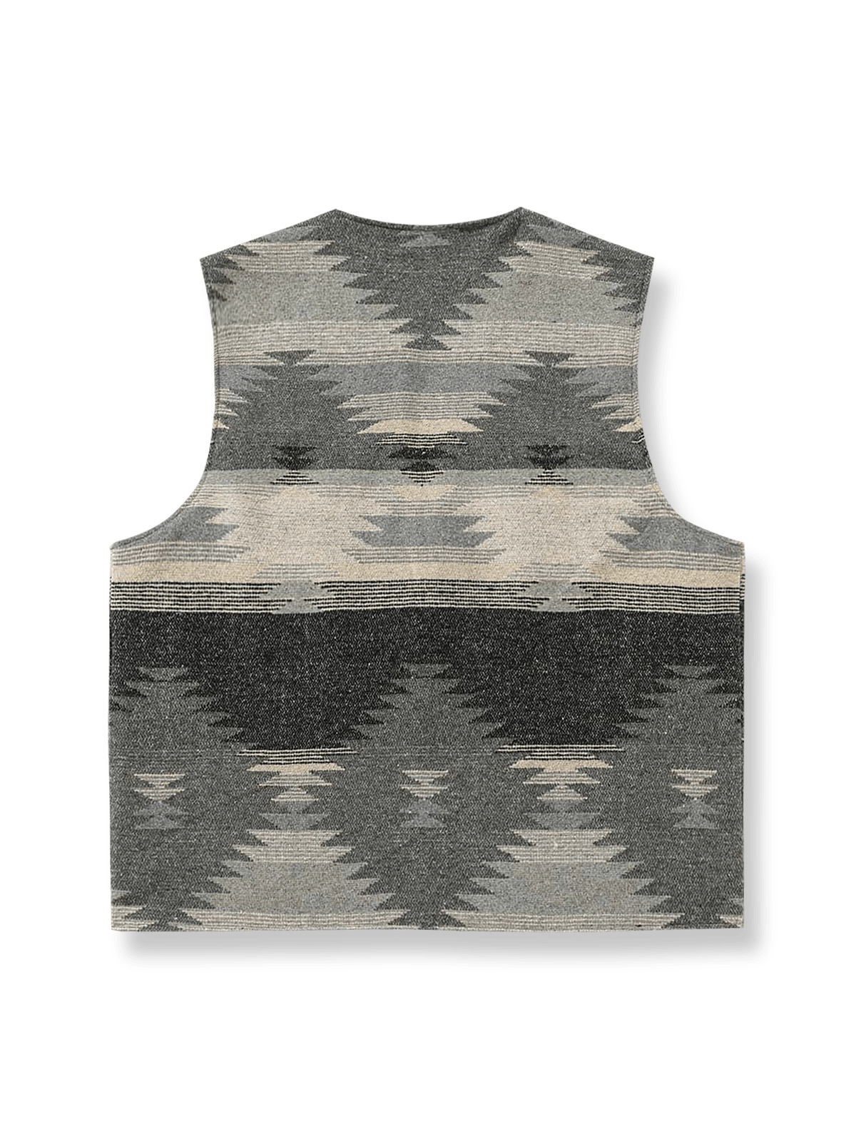 インディアン柄が施された多機能ワークベストの平置き画像