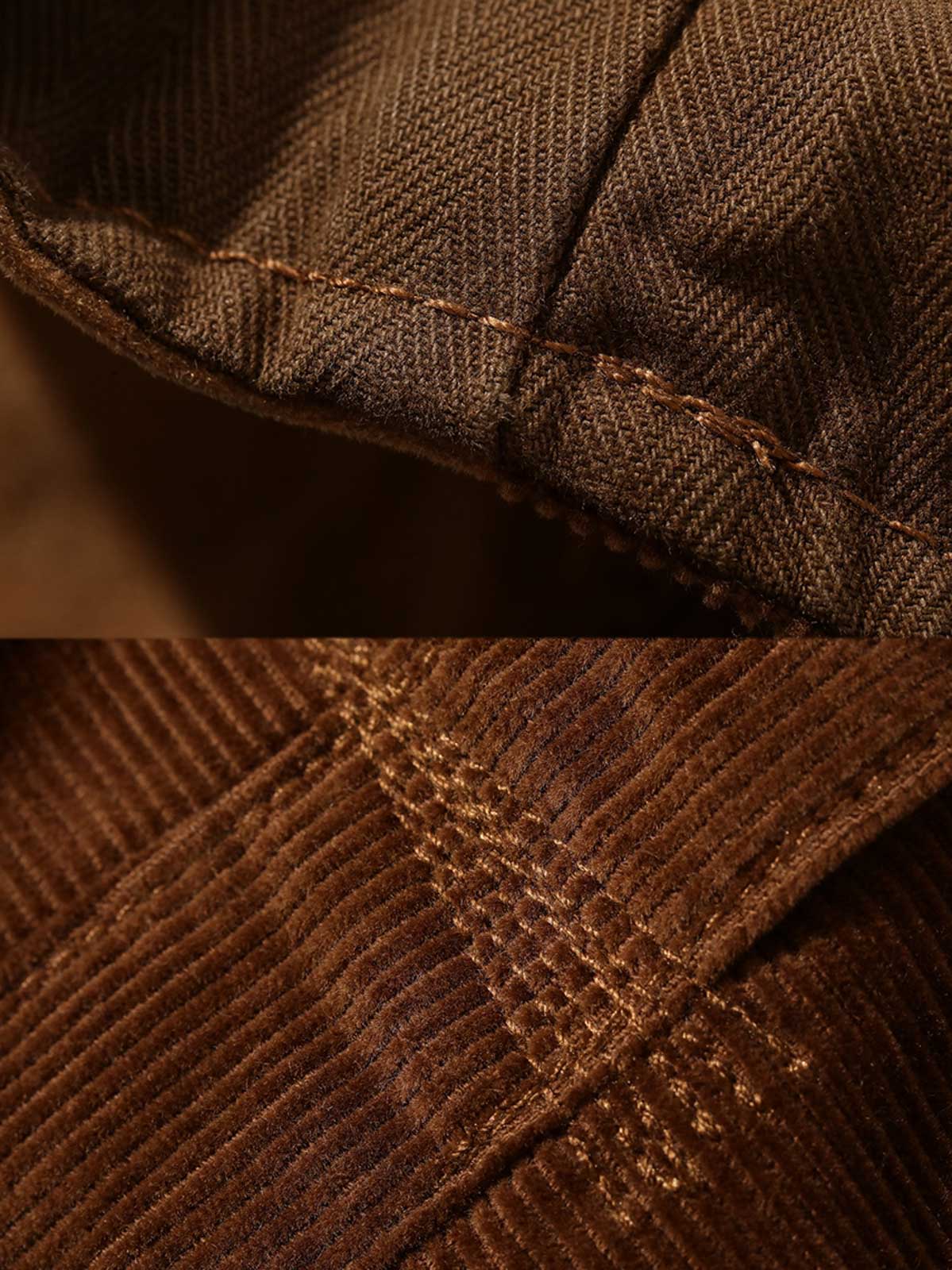 ベストのスエード風素材とコーデュロイのディテール - 秋冬の立体感とファッション性