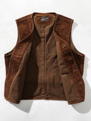 コーデュロイヴィンテージフォーポケットベストの平置き画像 - 上品なヴィンテージスタイル