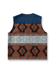 インディゴ染め剣道布パッチワークベストの平置き画像