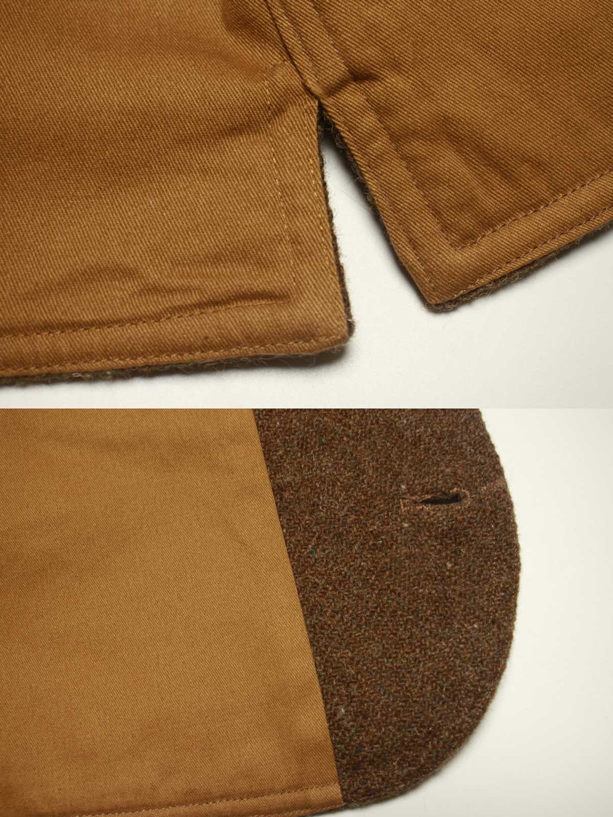 Mallalieus製ツイード生地と内側コットンライニングのディテール