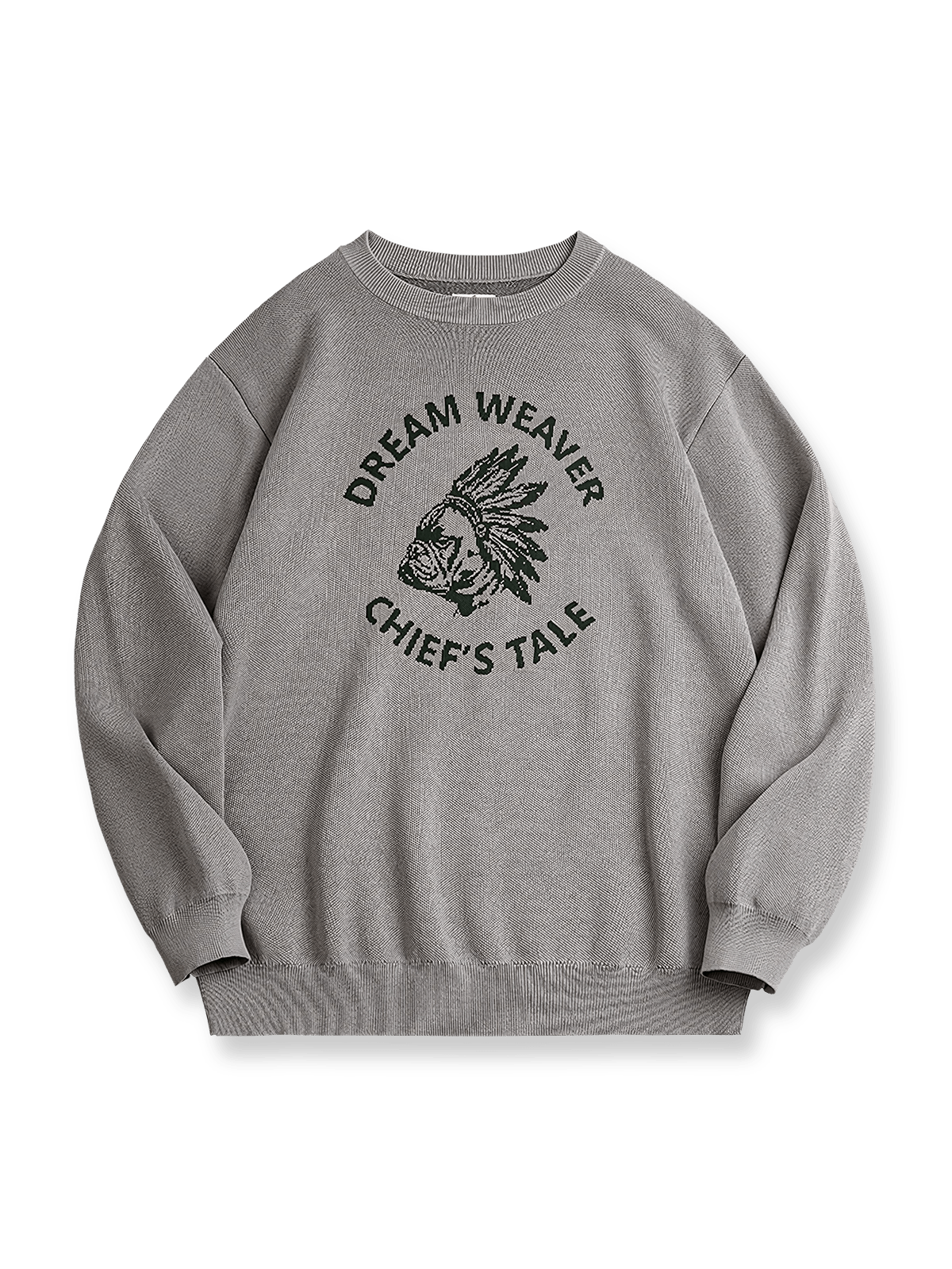 ヴィンテージ風チーフヘッドドレス柄ニットセーターの正面全体画像