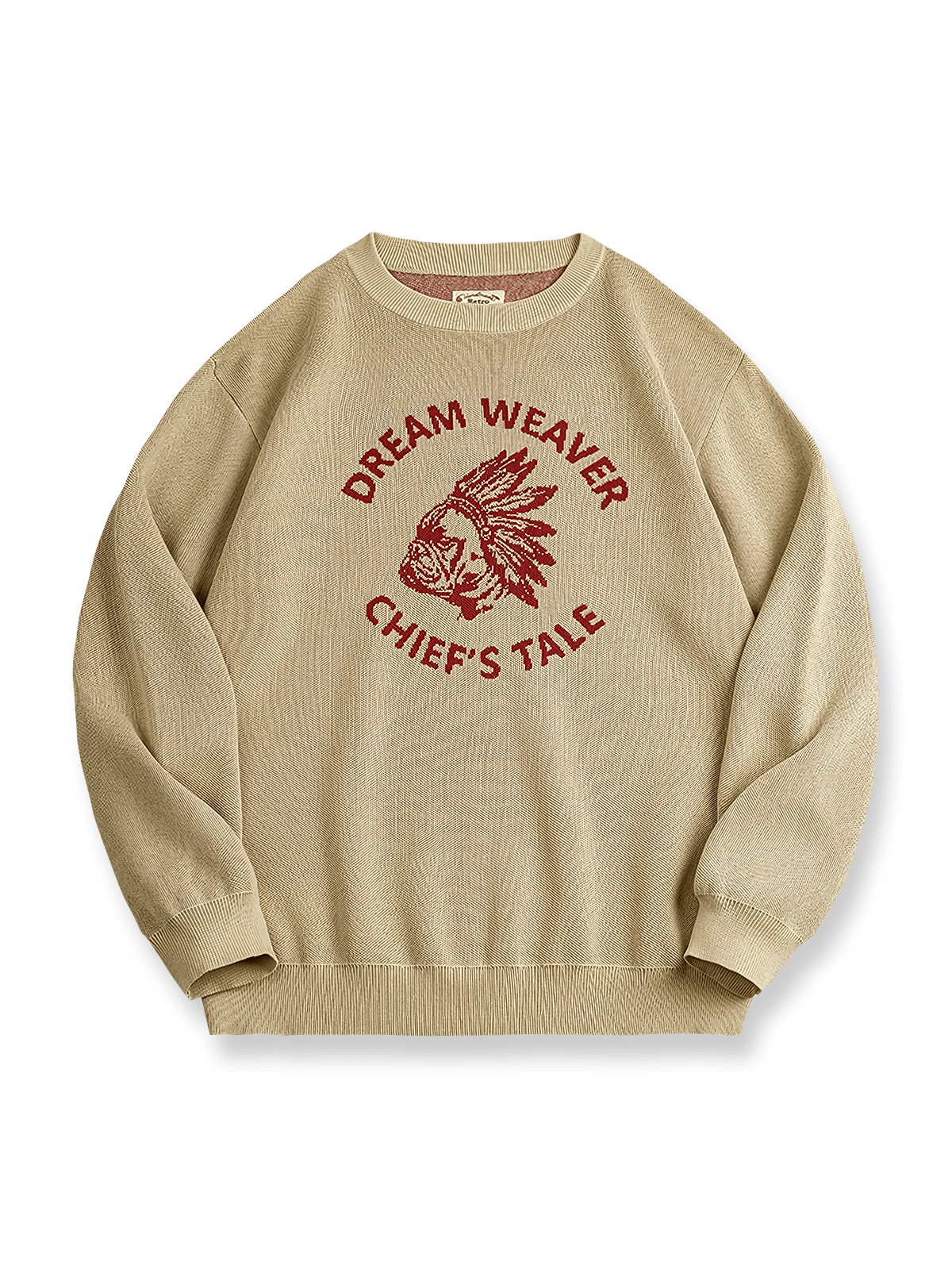 ヴィンテージ風チーフヘッドドレス柄ニットセーターの正面全体画像