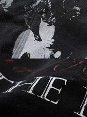 製品画像: ザ・ドアーズをテーマにしたヴィンテージウォッシュプリントスウェットシャツの正面画像
詳細画像: カットアウトデザインとプリントのディテールクローズアップ