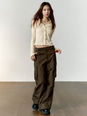 ウェーブエッジ ショート ニットカーディガン