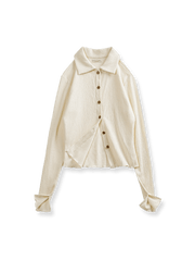 レトロウェーブヘムクロップドニットカーディガン正面展示