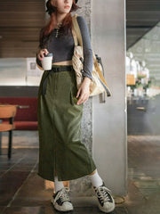 コーデュロイ スリットタイトスカート