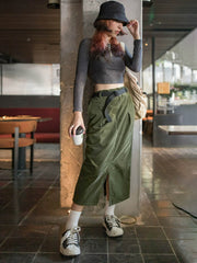 コーデュロイ スリットタイトスカート