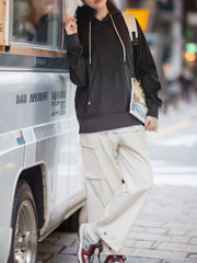 カジュアルラグランスリーブフード付きスウェットシャツ