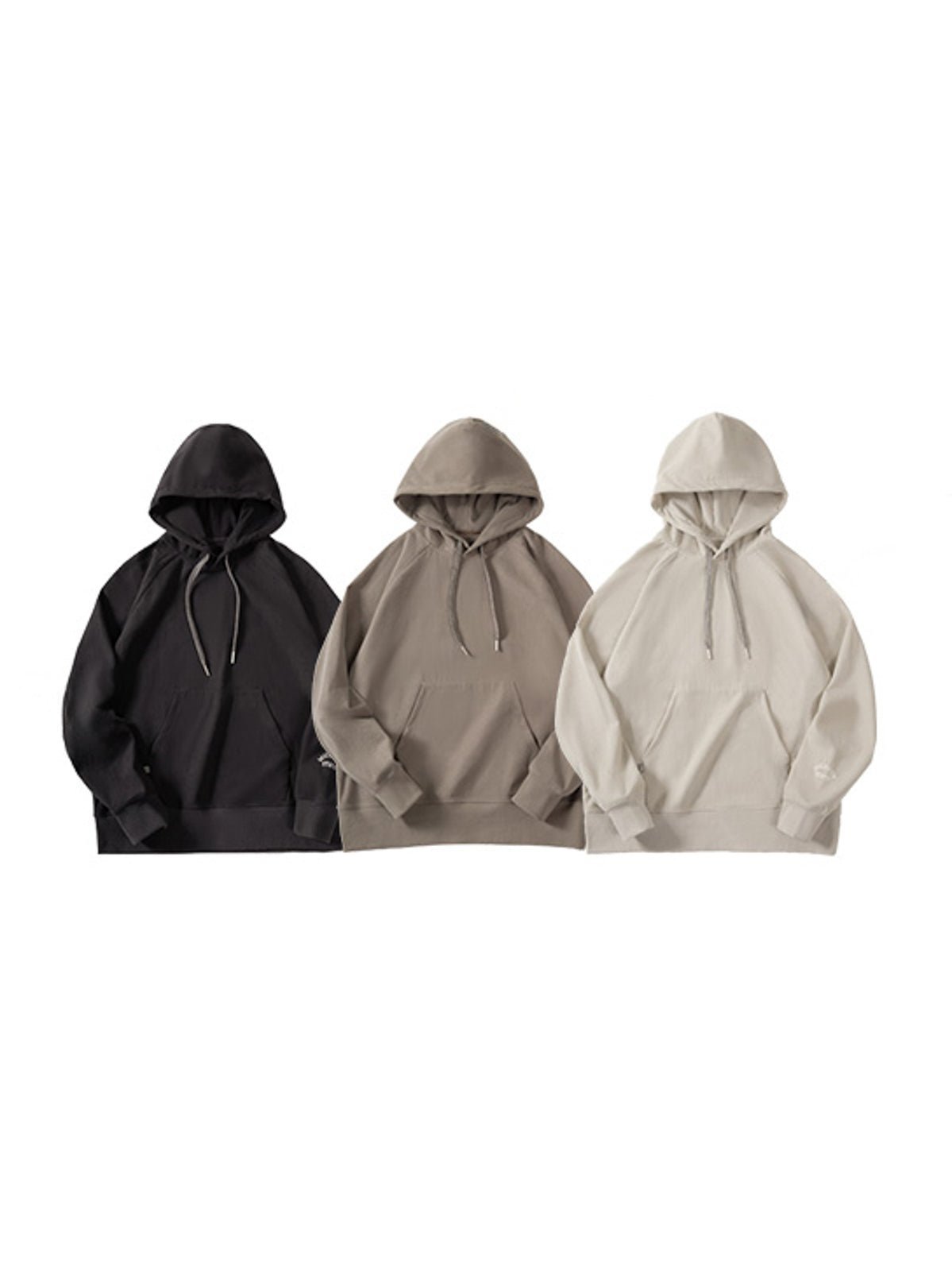 製品画像:カジュアルラグランスリーブフード付きスウェットシャツの正面図