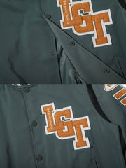 アルファベットパッチ刺繍入りベースボールジャケット