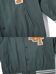 アルファベットパッチ刺繍入りベースボールジャケット