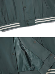 アルファベットパッチ刺繍入りベースボールジャケット