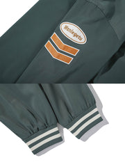 アルファベットパッチ刺繍入りベースボールジャケット