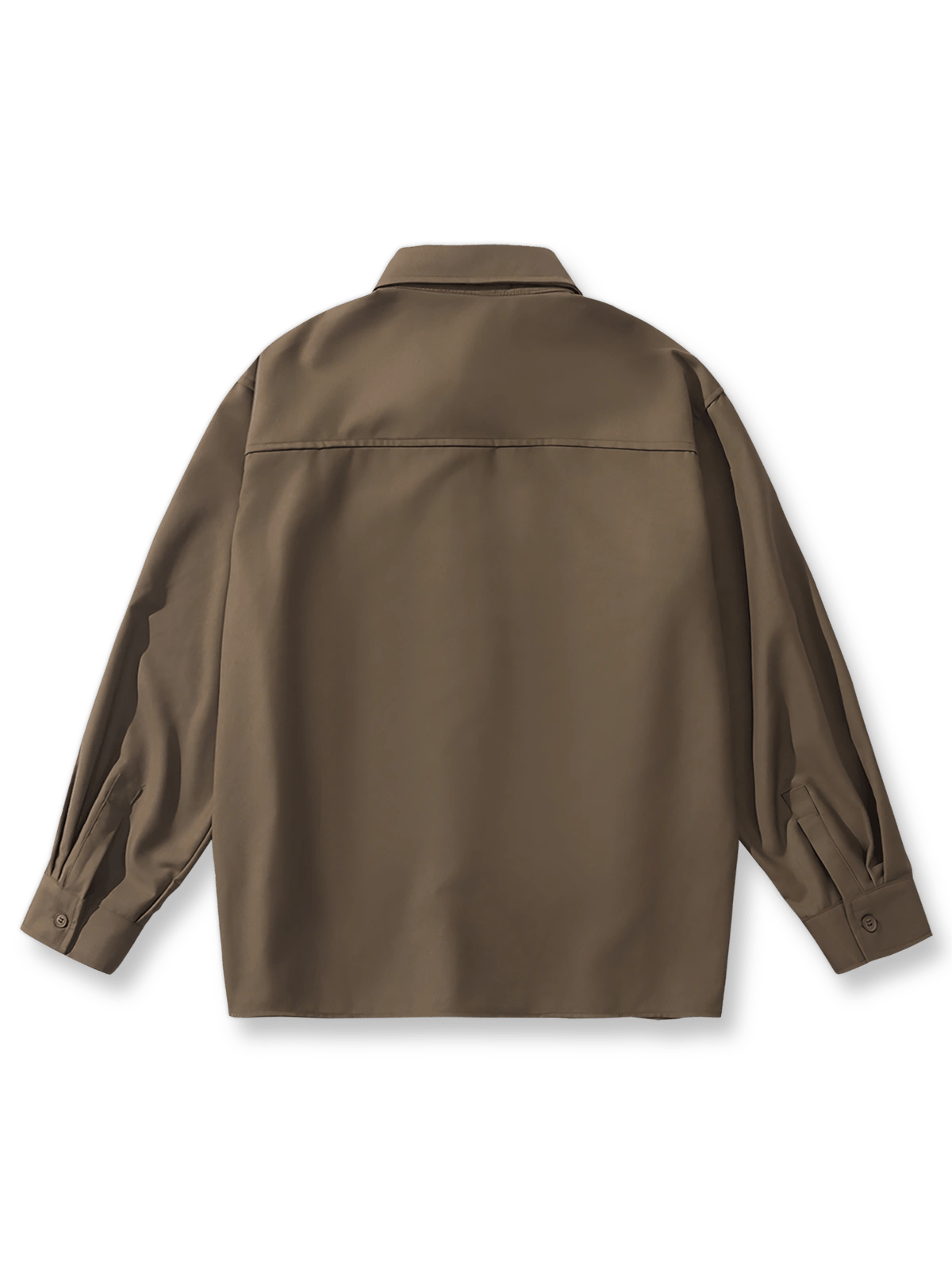 製品画像: アコーディオンプリーツデザインが際立つワークシャツの全体像
詳細画像: プリーツと素材の質感を強調したディテールショット