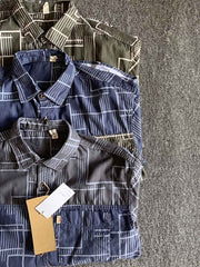 ジオメトリックシェイプ柄パッチワークシャツ