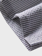 シアサッカー ストライプ半袖シャツ