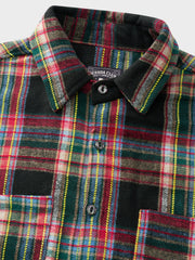 カラーブロックストライプ厚手ゆったりシャツ