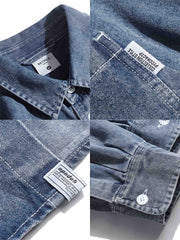 ウォッシュド デニム長袖シャツ