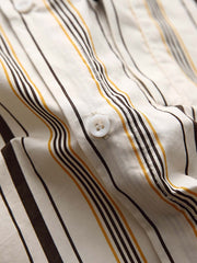 コントラスト ストライプ 半袖シャツ