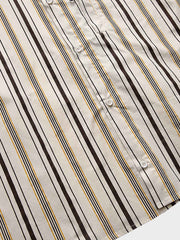 コントラスト ストライプ 半袖シャツ