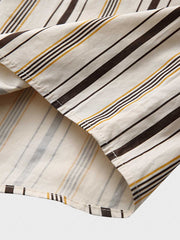 コントラスト ストライプ 半袖シャツ