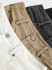 ウォッシュド ストレート デニムショートパンツ