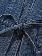 ウォッシュデニム ポケット付きはんてん