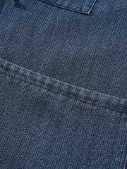 ウォッシュデニム ポケット付きはんてん