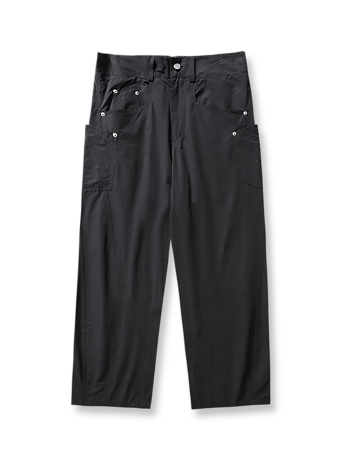 ワイドレッグデザインのカジュアルストレートパンツのフロントビュー