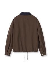 製品画像: ヴィンテージコーデュロイ襟ワークスタイルウォッシュドジャケットの正面ビュー
詳細画像: コーデュロイ襟と立体ポケットのディテール表示