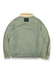 製品画像: コーデュロイ襟付きの重ウォッシュドデニムジャケット