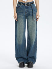 ウォッシュド ストレートデニムパンツ