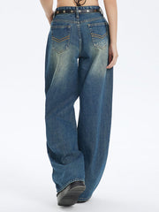 ウォッシュド ストレートデニムパンツ