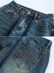 ウォッシュド ストレートデニムパンツ