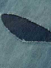 ウォッシュド加工 コットン ダメージデニムパンツ