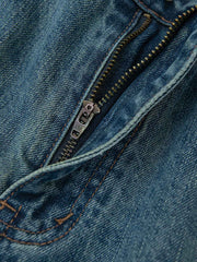 ウォッシュド加工 コットン ダメージデニムパンツ