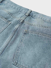 ウォッシュ加工 ストレートデニムパンツ